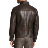 Tenue de club de mode pour hommes Veste en cuir d'agneau marron chocolat